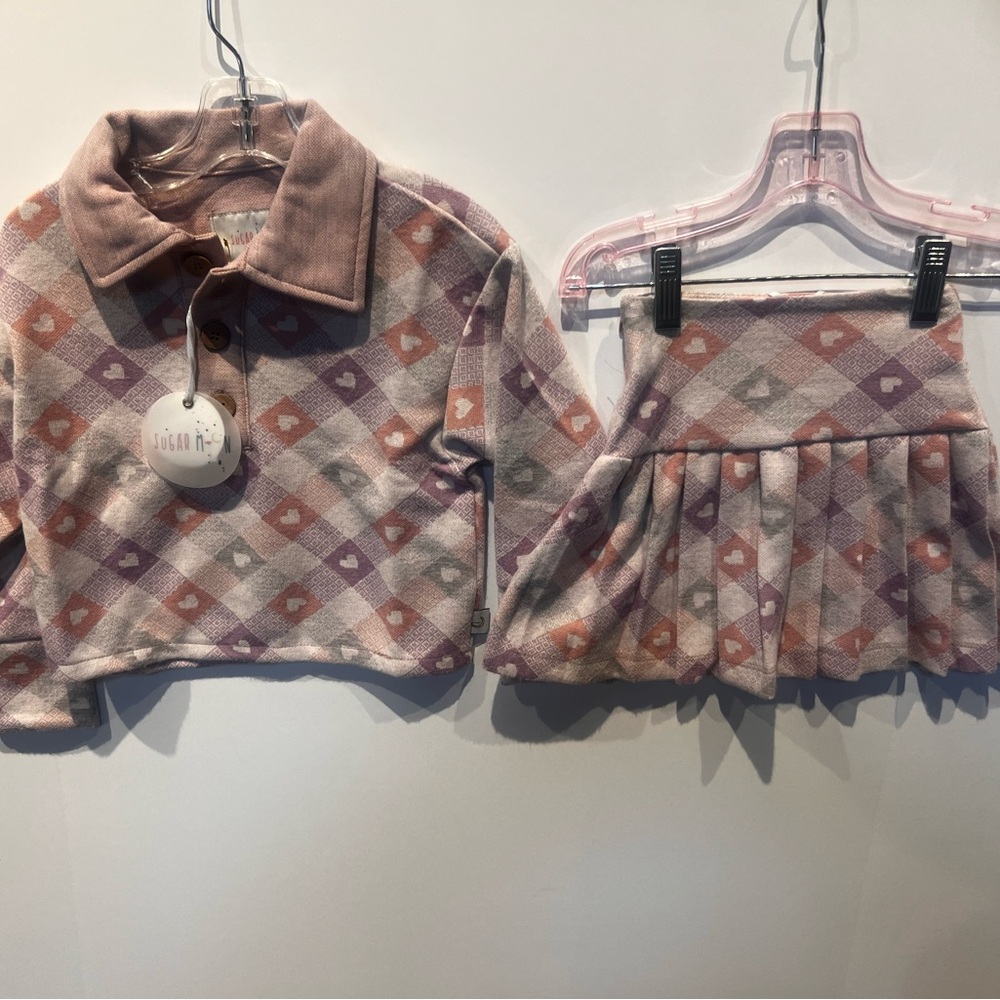 Adorable Kids Argyle Sweater and Skirt Set - Pink, Purple, Orange